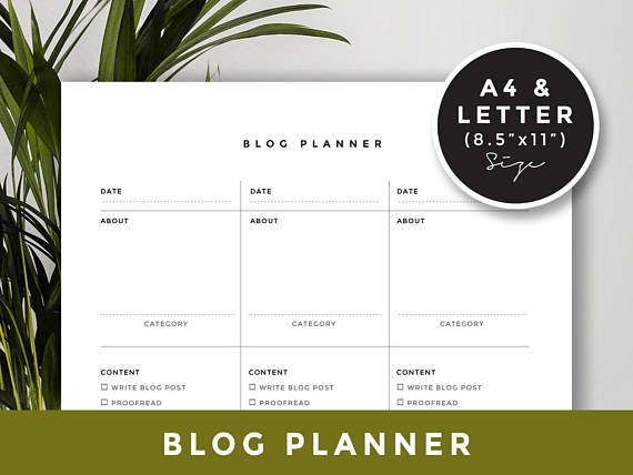 minimal blog planner, blog planner printable